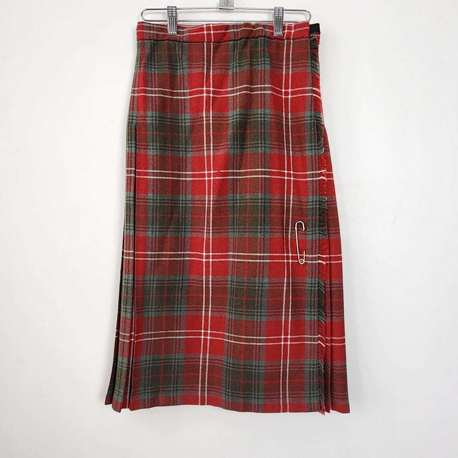 VTG Jedburgh Kiltmakers Wool Blend Scottish Tartan Plaid Skirt Leather Buckle