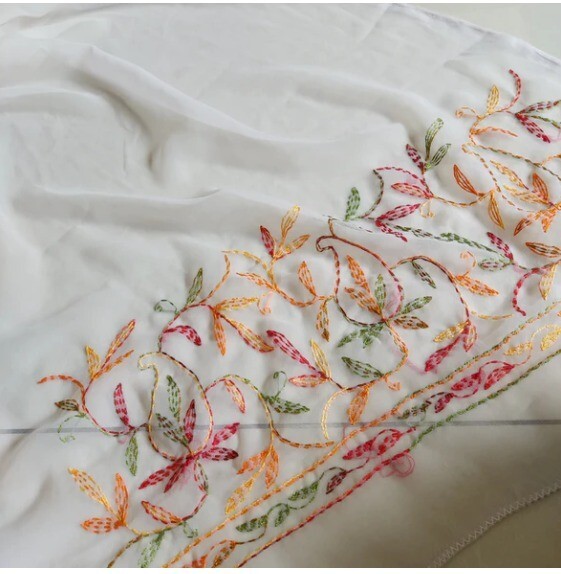 Chikankari Saree Georgette Fabric Handcrafted Lucknowi Embroidery for Diwali