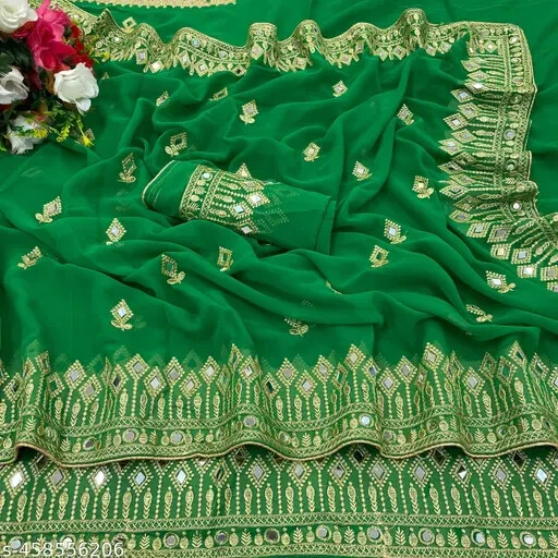 Women’s Embroidered Georgette Saree with Multiple Blouse