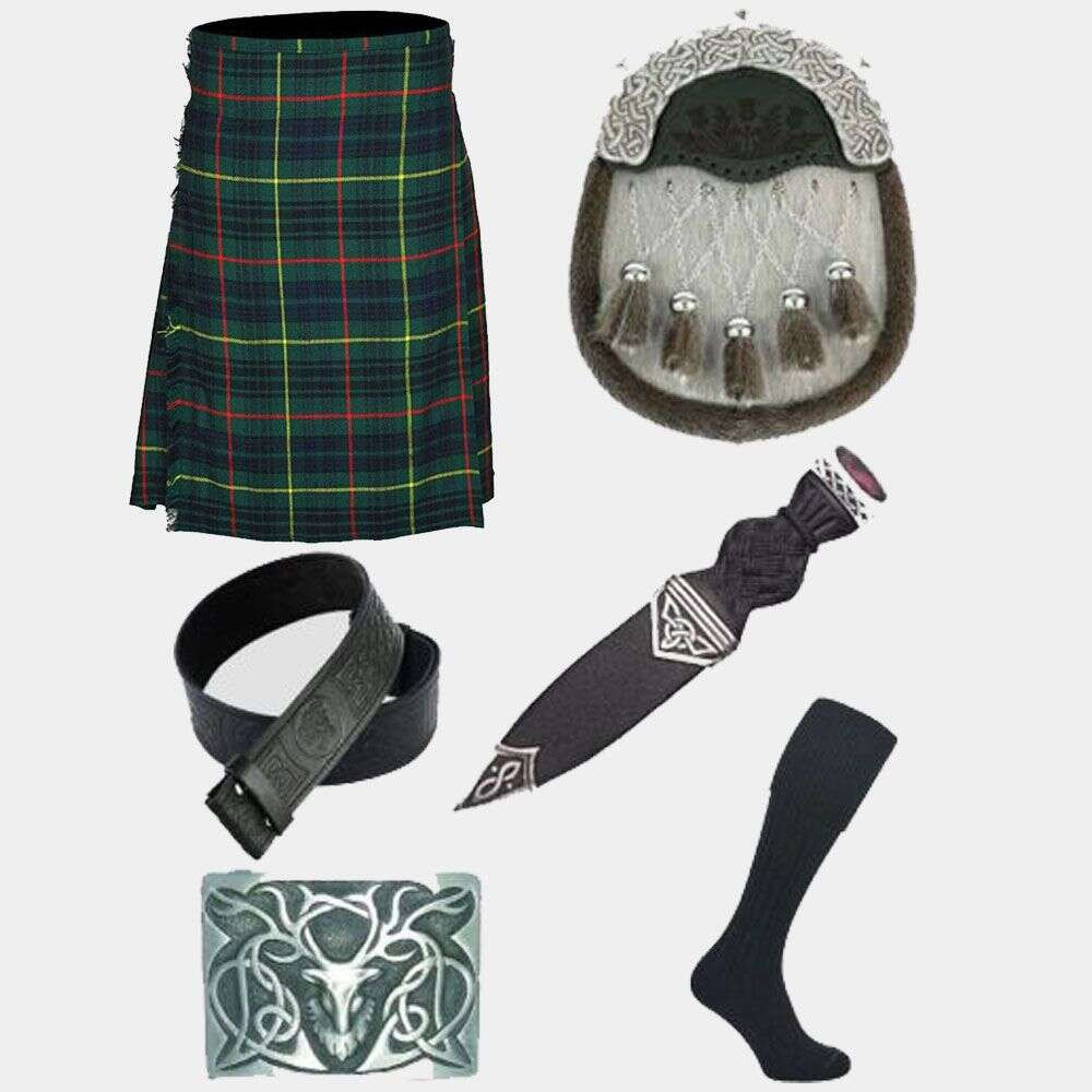 Scottish Handmade Traditional Hunting Stewart Tartan Kilt With Accessories