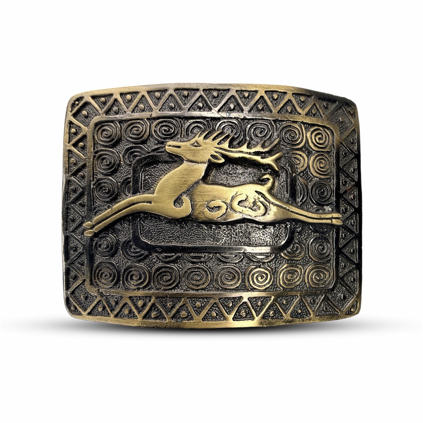 Scottish Highland LEAPING STAG Kilt Belt Buckle Brass AntiqueFinished