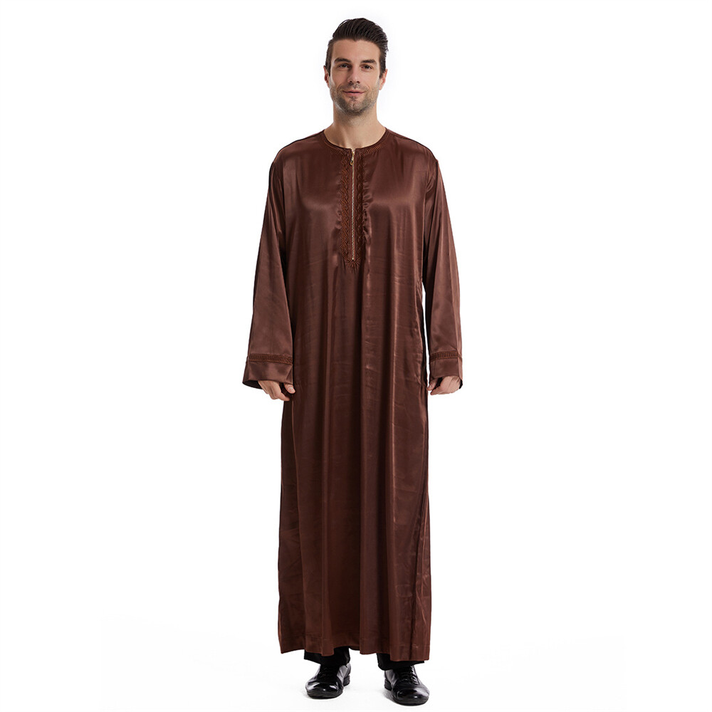 Muslim Men Saudi Abaya Kaftan Thobe Jubba Thoub Robe Dress Dishdasha Arab Gown