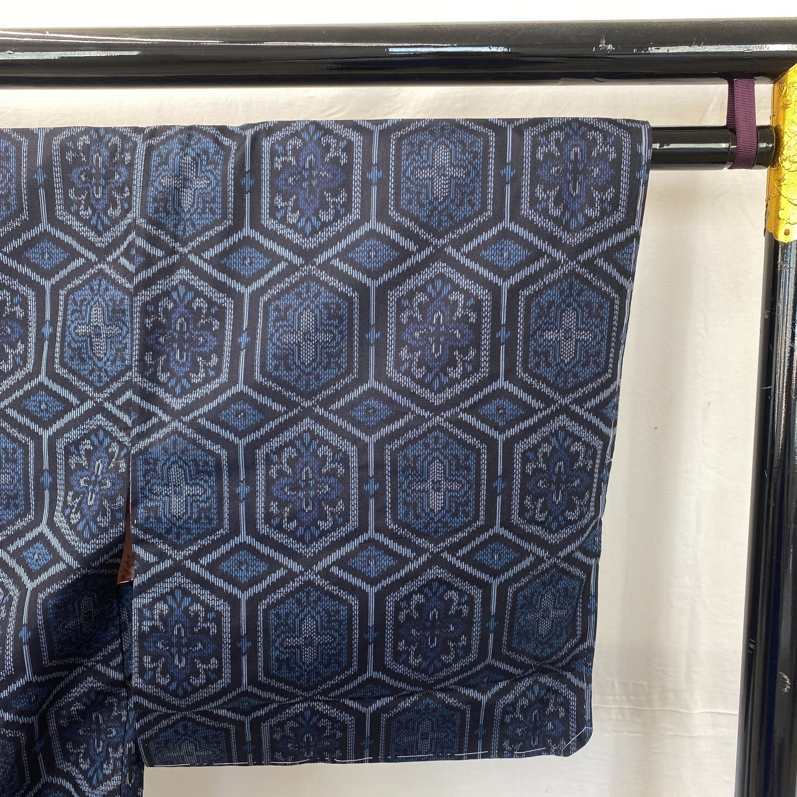 Japanese Vintage Kimono Haori Jacket Silk Blue Oshima Traditional Authentic 33in
