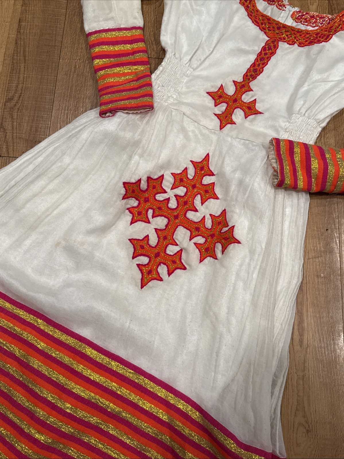 Ethiopian Traditional Dress Handmade Habesha Kemis Embroidered Floral Maxi Dress
