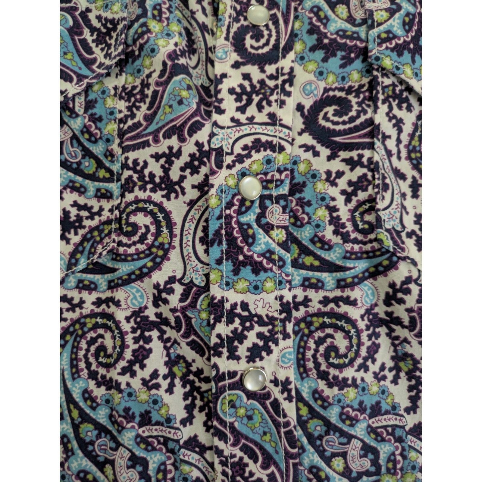 Rough Stock by Panhandle Slim Purple Paisley Pearl Snap Western Shirt Men’s S