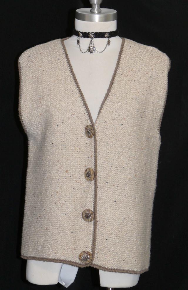 WOOL ~ BROWN German Women KNIT Hunting Western Sport SWEATER Coat VEST / 6 8 S