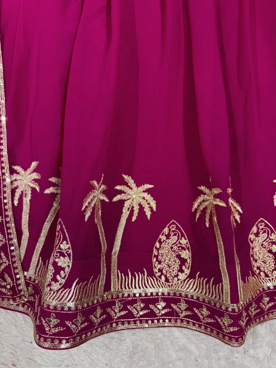 New Presenting Faux Georgette Pink Gown Bottom With Dupatta For Ethnic Wear