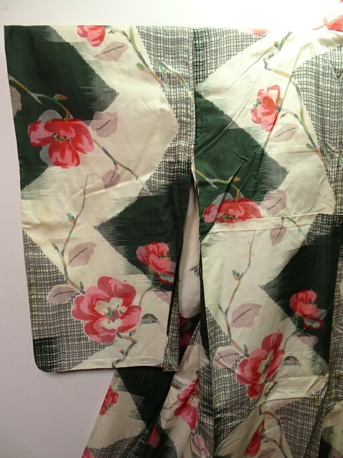 Japanese Women Silk Kimono Meisen Style Unlined Vintage 0411T6G