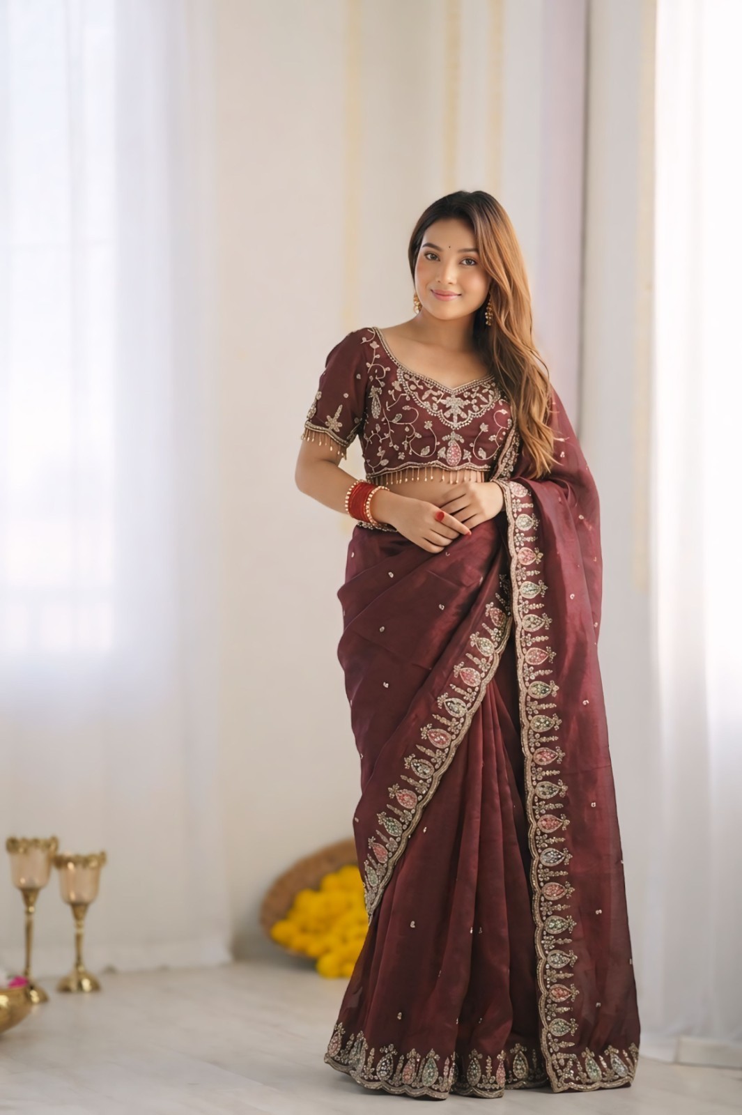 SARI INDIAN WEAR BOLLYWOOD DESIGNER PAKISTANI WOMEN SAREE ETHNIC BOLLYWOOD