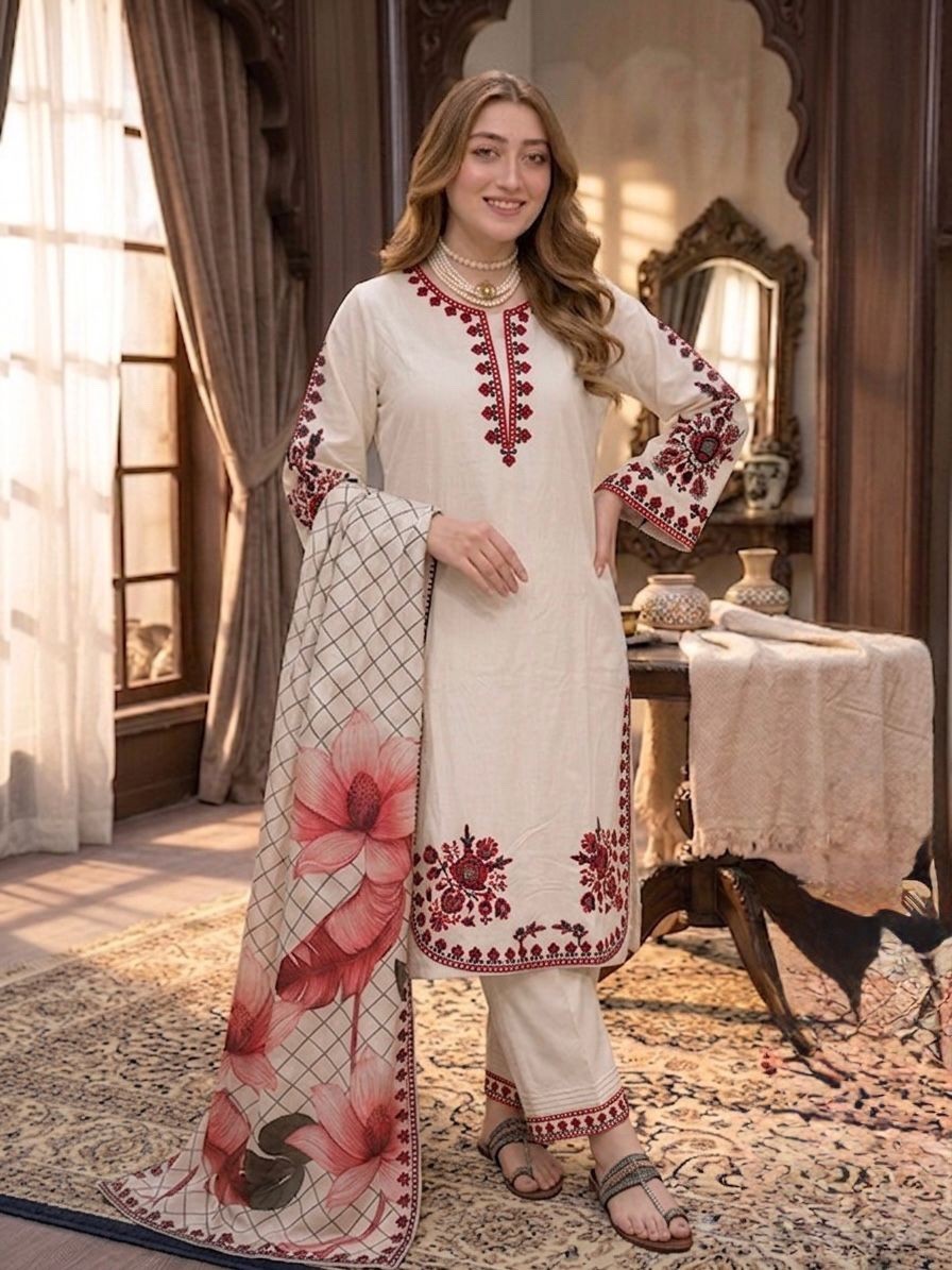 Women Ethnic Top Palazzo Set Satin Rayon Embroidery Party Wear