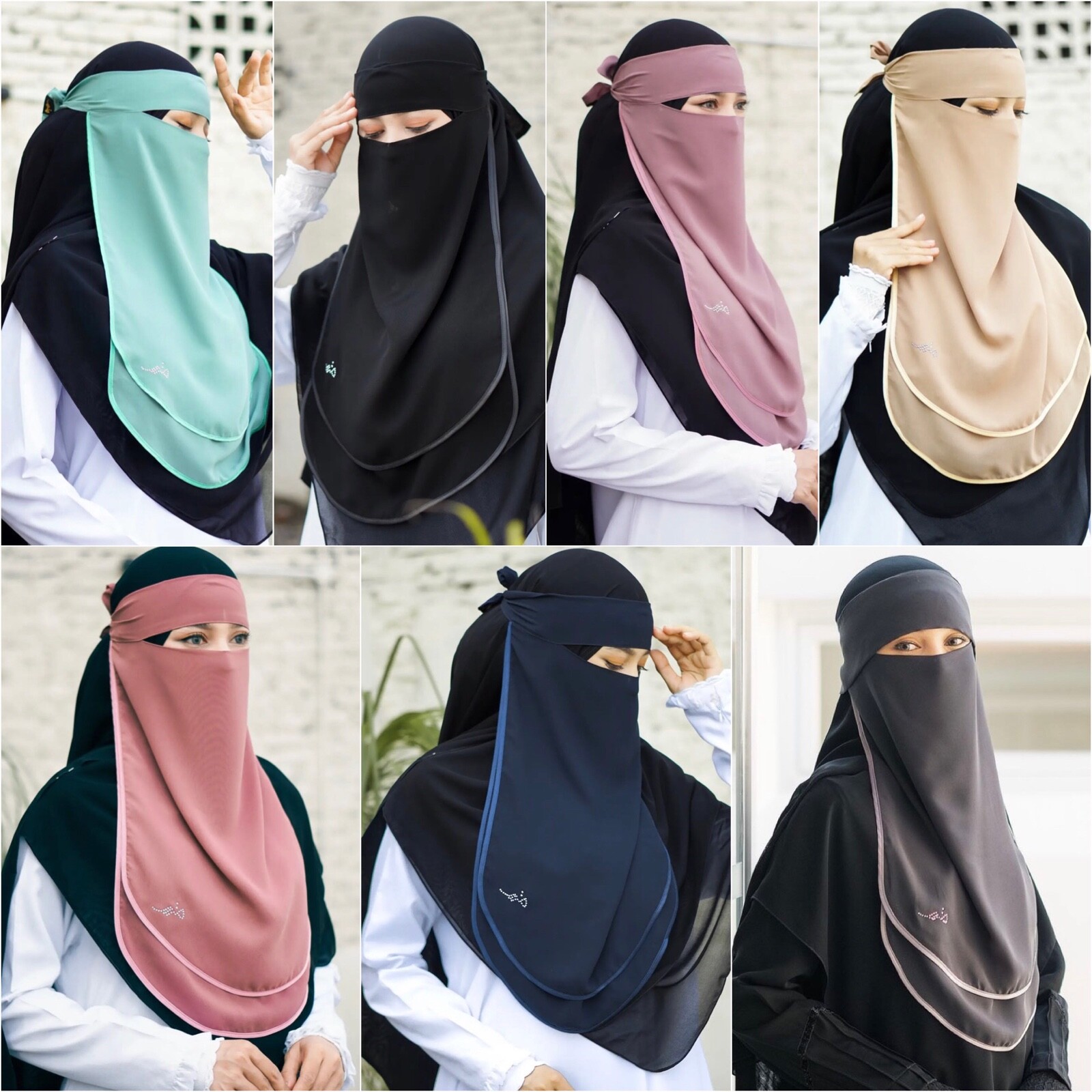 Bandana Niqab Face Covering Veil Purdah Tie Back Niqaab Hijab Jilbab