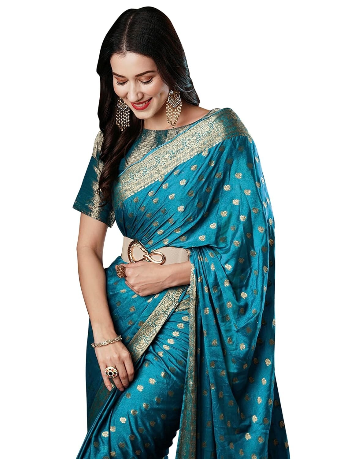 Women’s Georgette Ethnic Motif Woven Design Saree With Unstitched Blouse