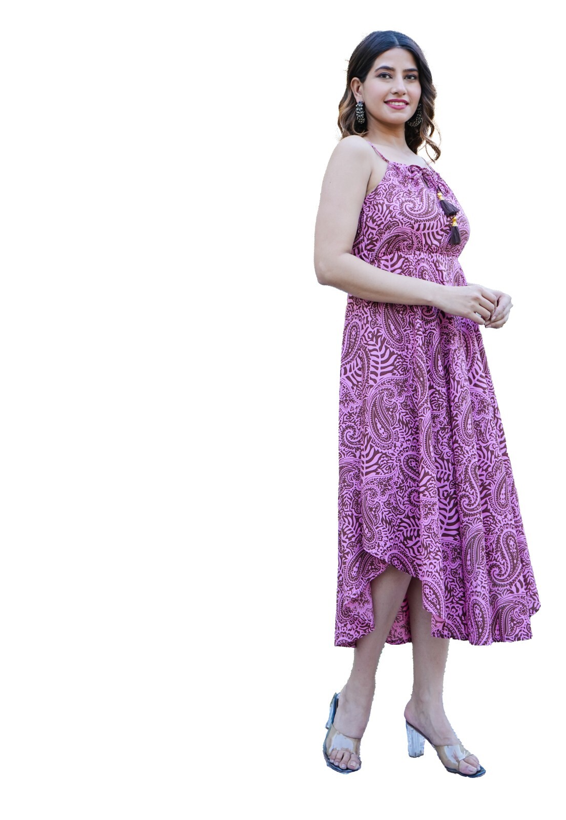 YASH GALLERY Women’s Pink Floral Printed Pink Dress for party and festival wear