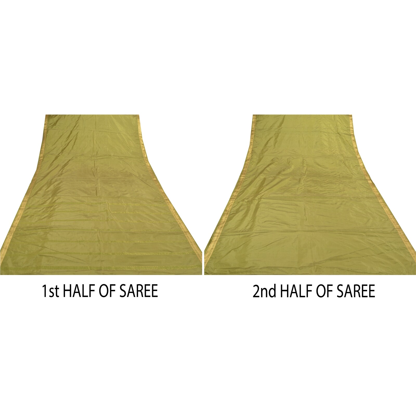 Sanskriti Vintage Green Indian Sarees Art Silk Woven Zari Sari Craft Fabric