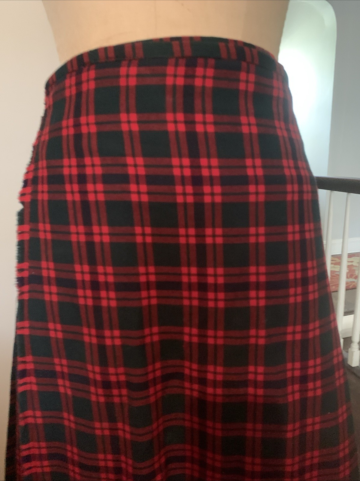 Vtg 1954 Authentic Kilt Macintosh Plaid Wool Hand Tailored Inverness Sz 8 Red