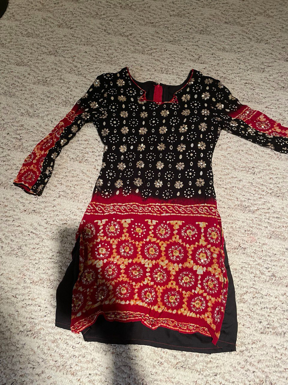 Black & red golden girl Pakistani top shirt Kameez 8 year