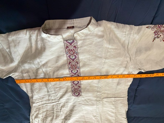 Pale Green Embroidered w burgandy Kurta Dress Boho Indian Tunic Size XL – Lined