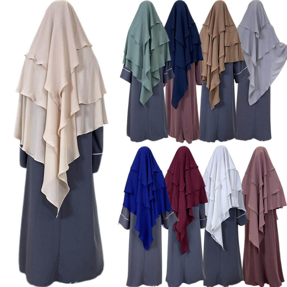 Ramadan Overhead Burqa Niqab Nikab Islamic Prayer Dress Muslim Khimar Scarf Tops