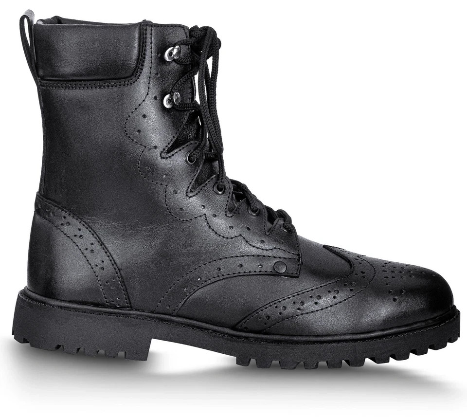 Long Lace up Ghillie Brogues Black Leather Scottish Kilt Shoes