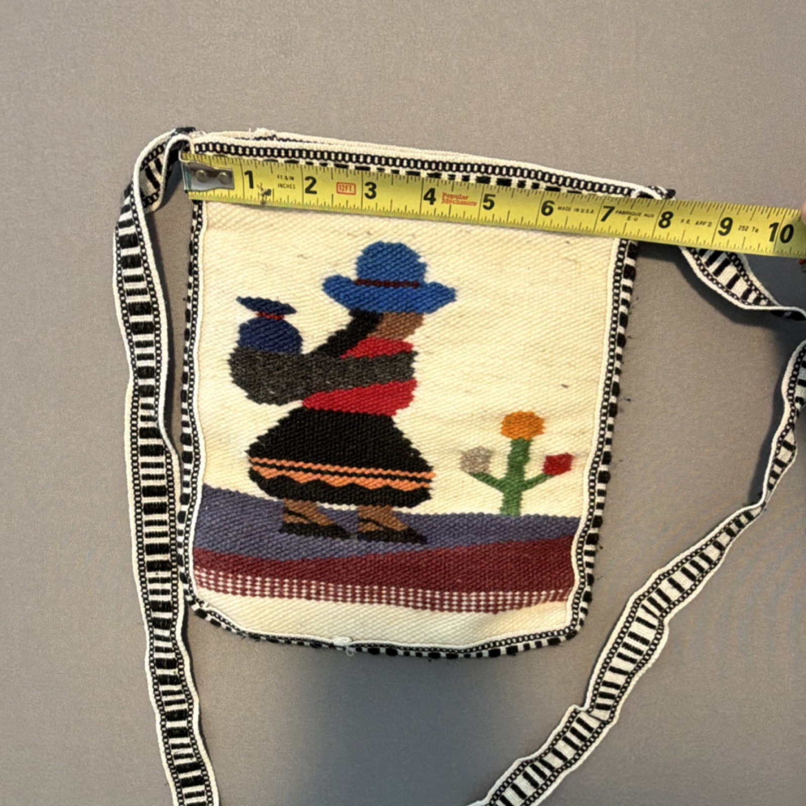 Handmade Wool Blend Shoulder Bag Multi-Color Handwoven 8.5″ x 7.5″