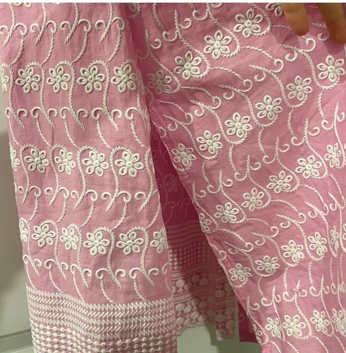 Zola Pink Embroidered Sleeveless Cotton Kurta for Women Size 40/100cm