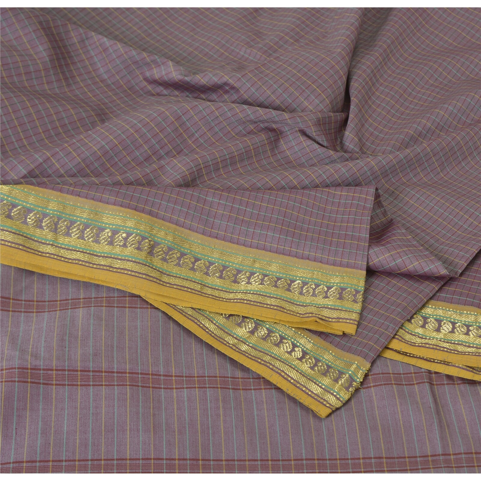 Sanskriti Vintage Purple Sarees Blend Silk Woven Ilkal Premium Sari Craft Fabric