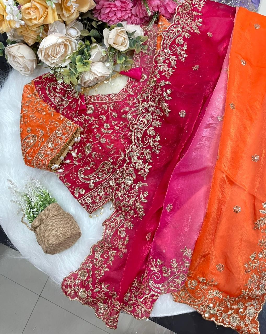 Ready to Wear Fendy Satin Saree with Heavy Sequin Embroidery | Designer Border &