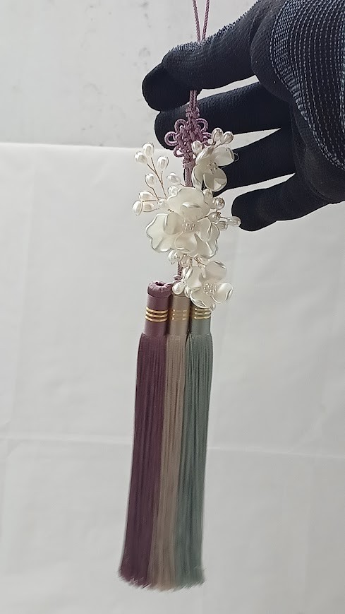 Korean Traditional Norigae Tassel Set – Pink & Purple Hanbok Accessories, 34 cm