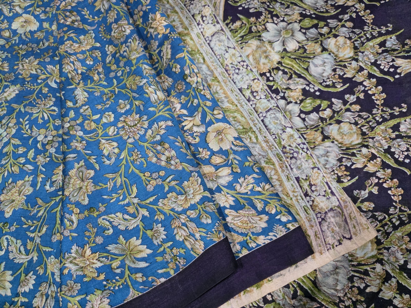 Vintage Silk Saree, 100% Pure Silk Fabric, 5 Yards Ethnic Indian Printed Sari