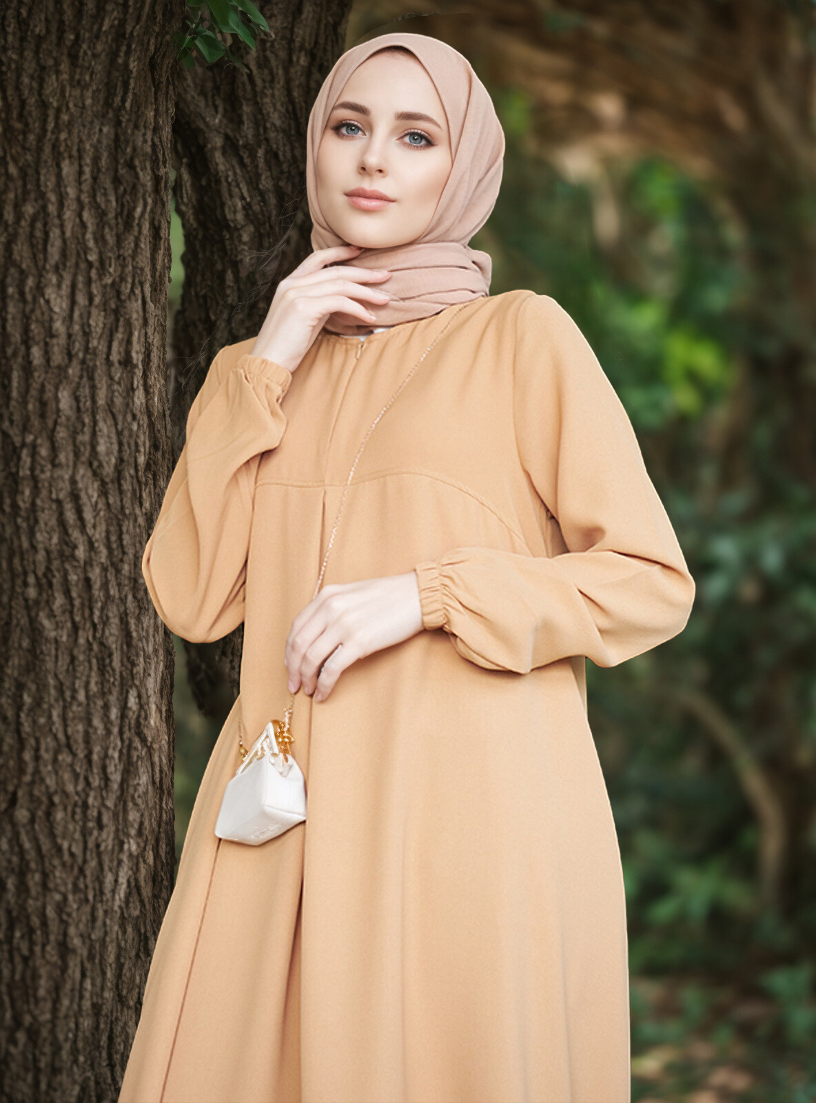 Muslim Kaftan Fashion Simple Burqa Arab Long Sleeve Abaya Ethnic Style Dress