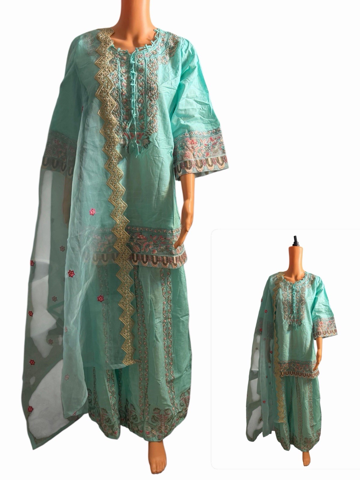 Mint elegance with delicate embroidery