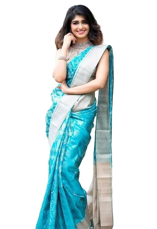 Women’s Banarasi Kanjivaram Cotton Silk Saree With Unstitched Blouse Material