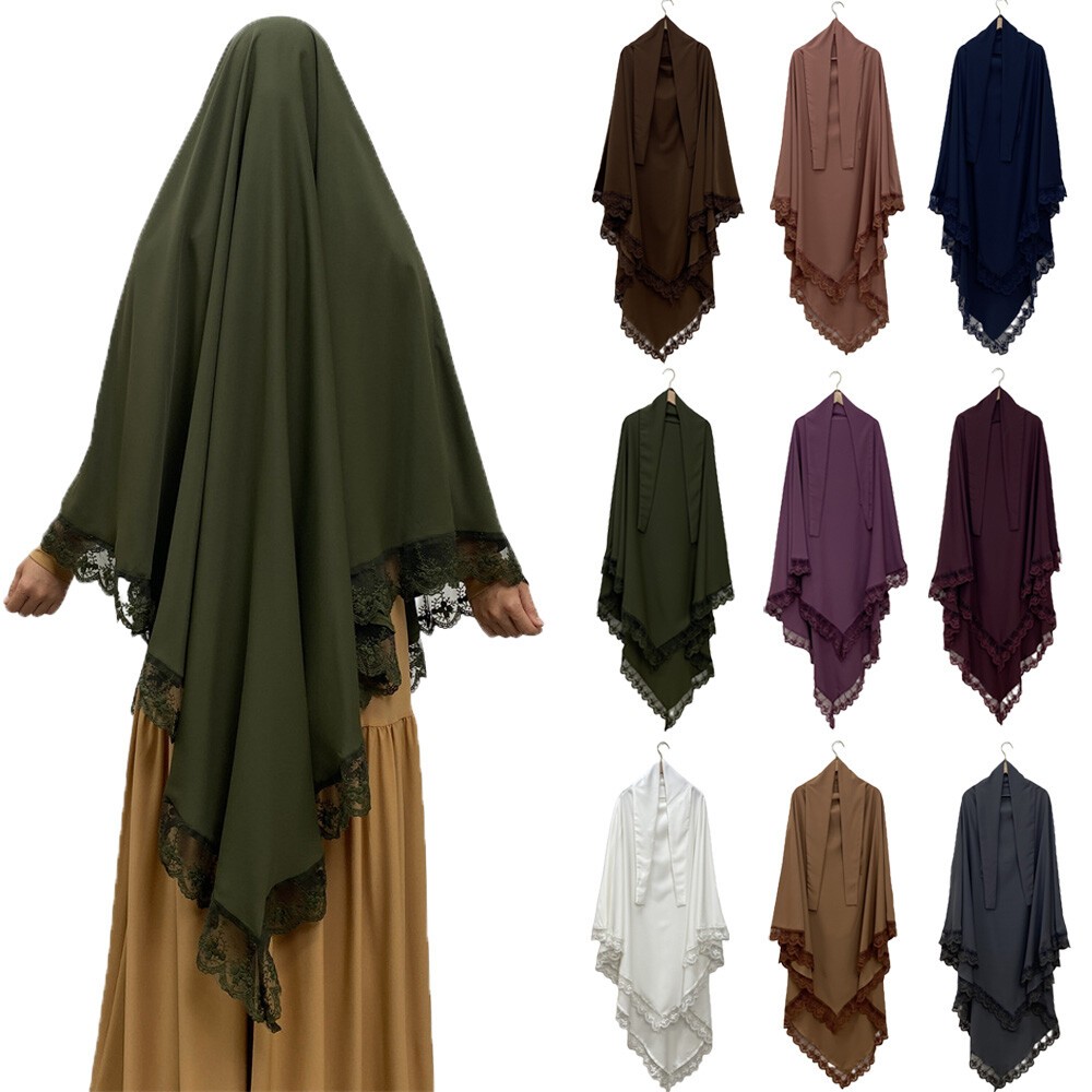 Muslim Women Overhead Khimar Prayer Garment Burqa Kaftan One Piece Hijab Top Eid