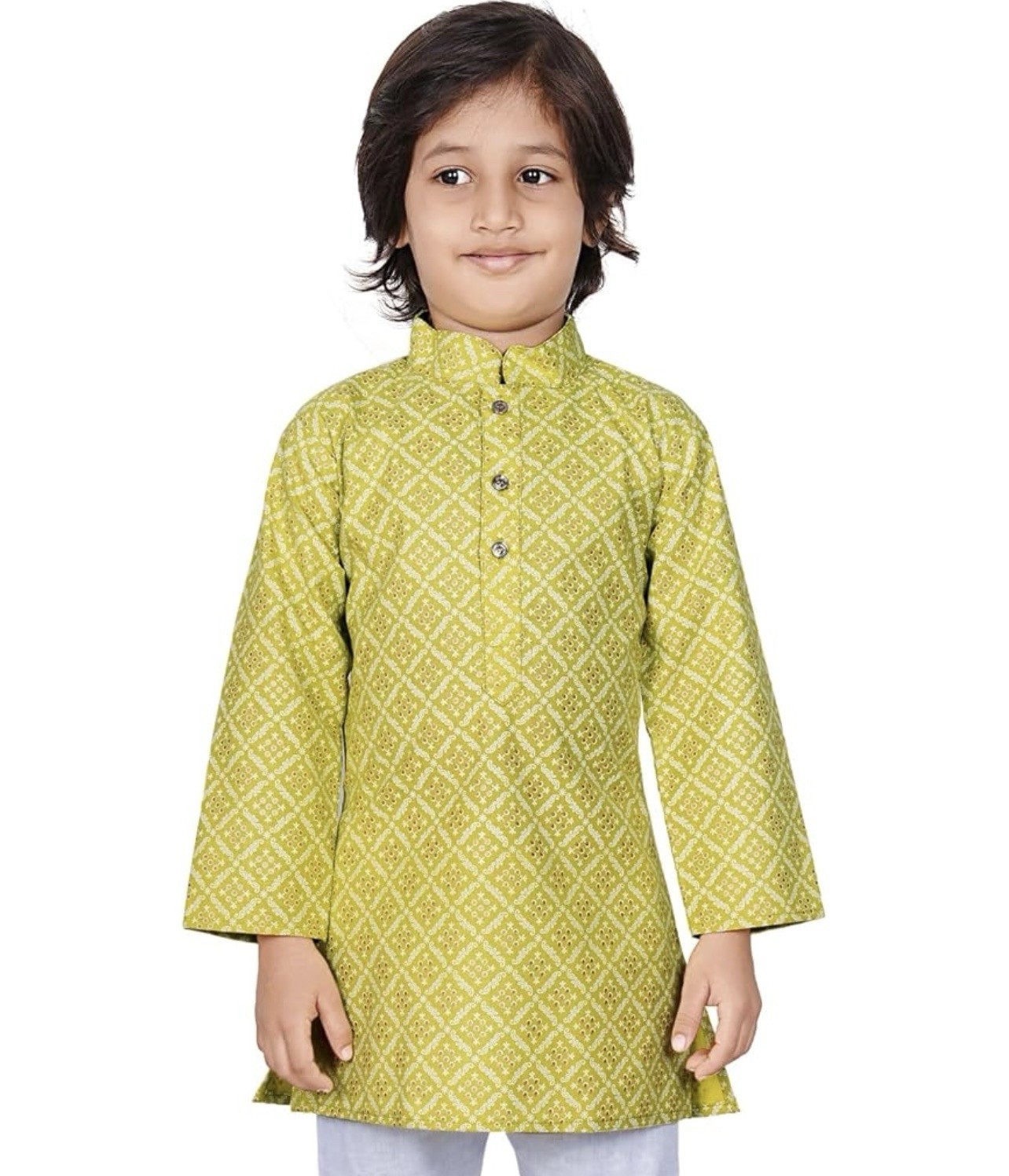 Tathastu®️ Boys Size 12/14 Chartreuse Cotton Kurta Top, NWT Festive Season