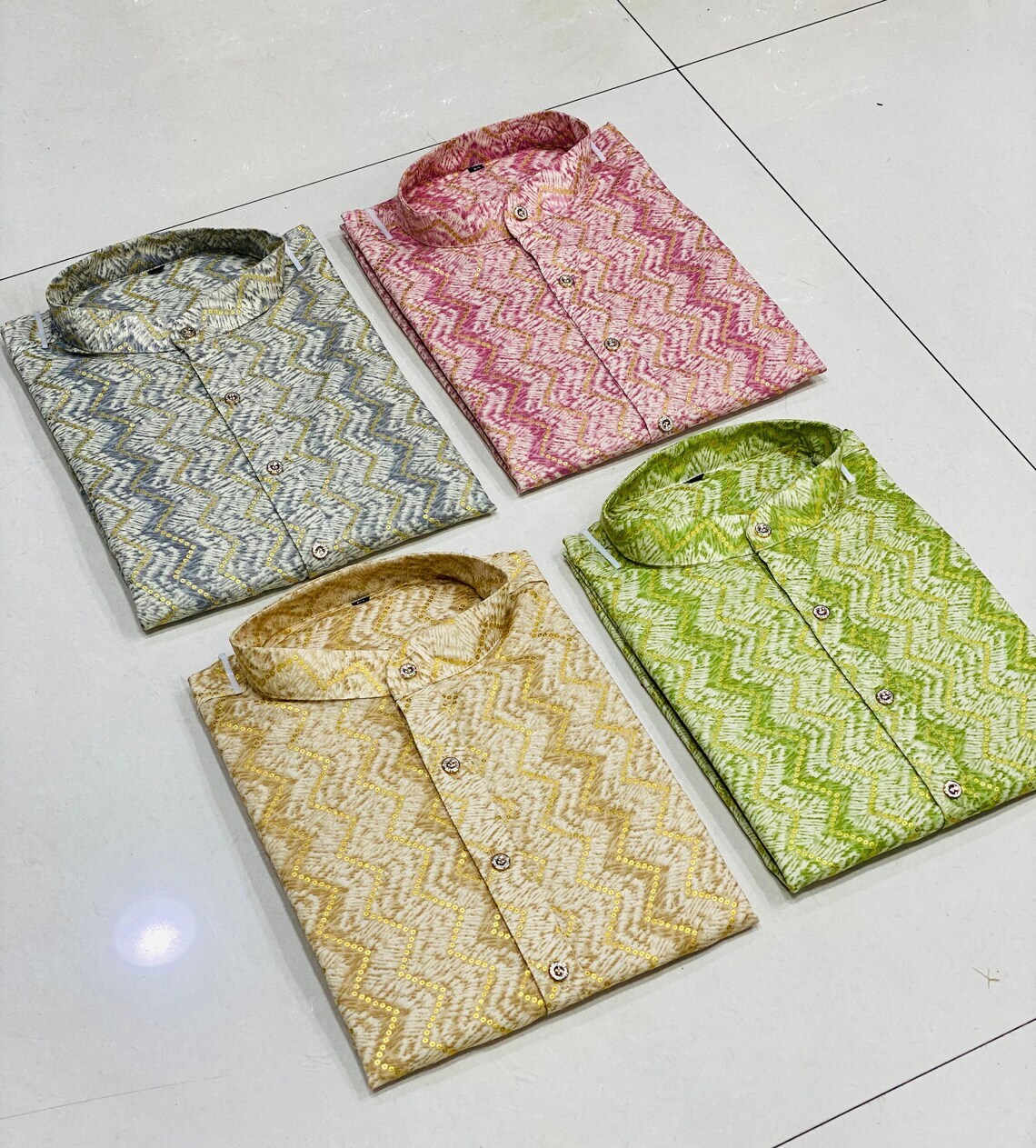 Party wear Cotton with Heavy Foil Print Kurta Pajama Set outfits for men VN-C