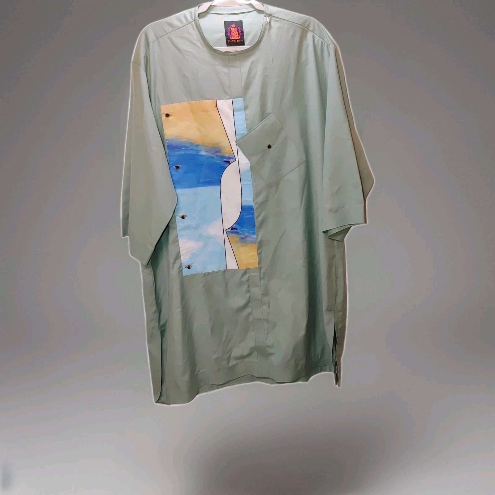 Fresh By Dotun London Traditional African Mens XXL Long Kaftan Elbow Sleeve