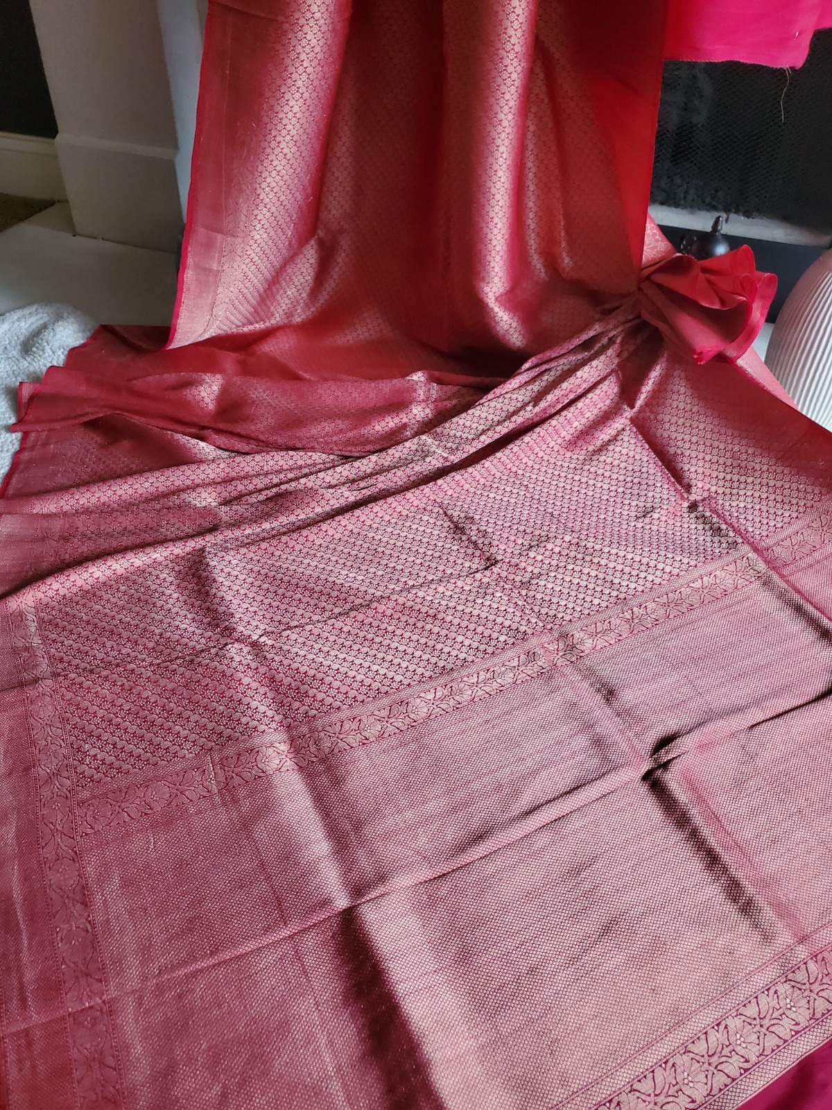 Women Pure Katan Silk Brocade Benarasi Saree Wedding Festive Party
