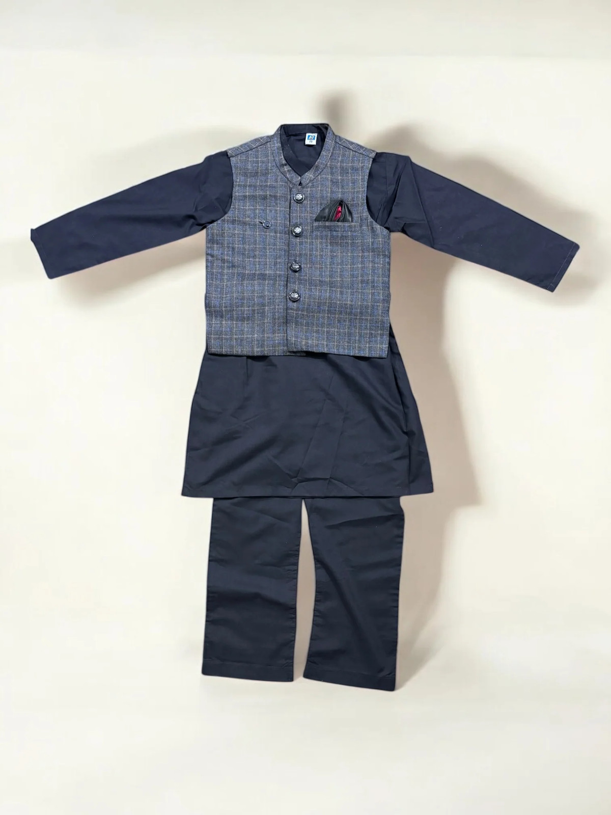 Traditional Soft Cotton Kurta, Pajama and Coat Set for Boys, Cultural Wear, 211