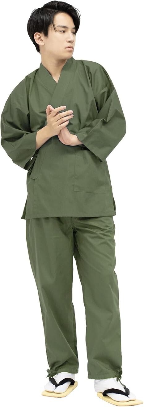 KYOETSU Japanese SAMUE Men’s Traditional work Kimono wear Cotton Green