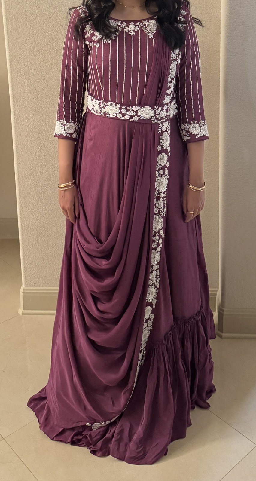 Indian Plum Gown Wedding Partywear