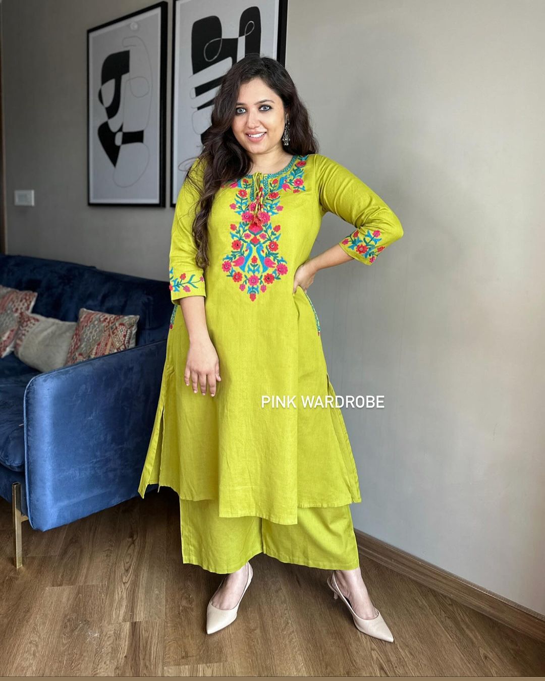 Classy Haldi Yellow Kurta Pant Sets Designer Heavy Aari Work 2 Piece Combo Suits
