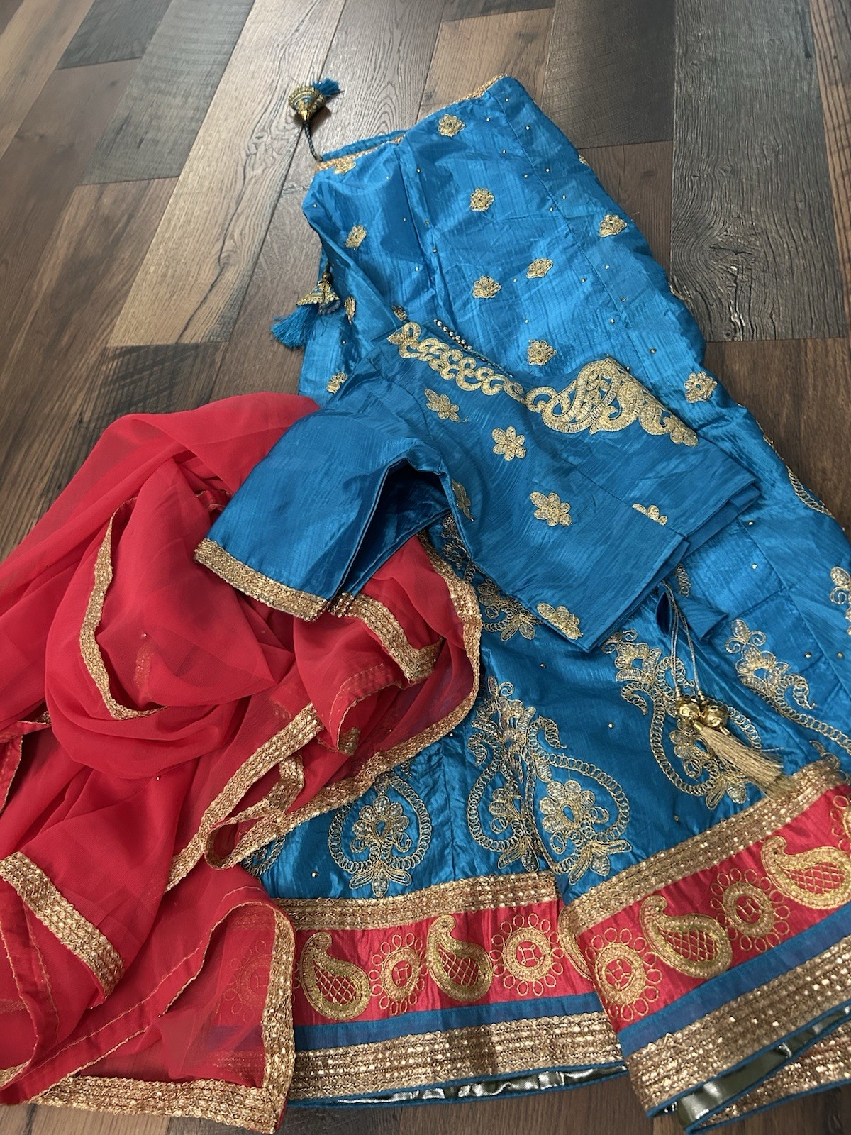 Blue Lehanga Designer Choli & Chunri-Blouse Size 34-40-USASeller-Free Shipping