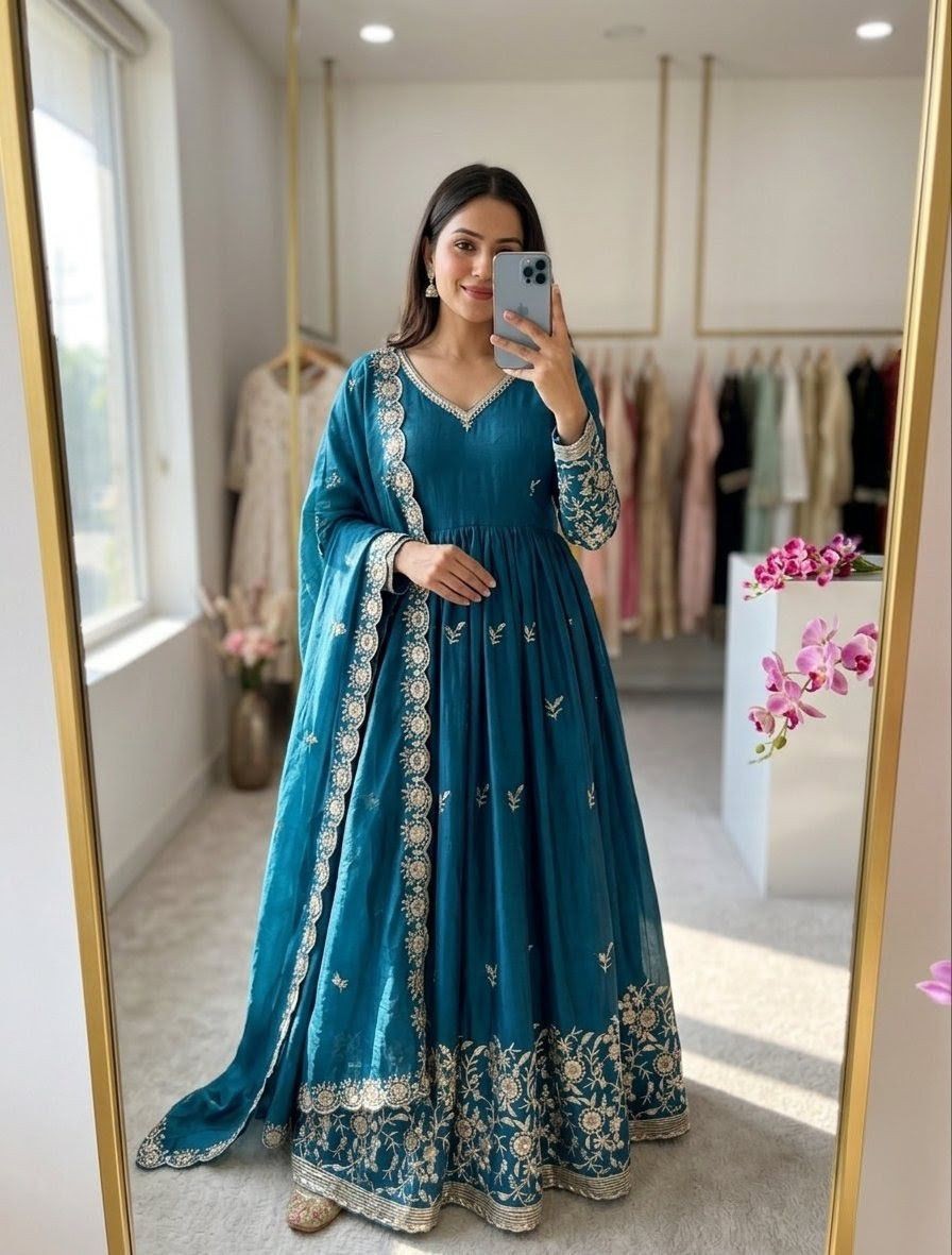 Beautiful Bollywood Ethnic Anarkali Suit Indian Wedding Party Wear Salwar Kameez