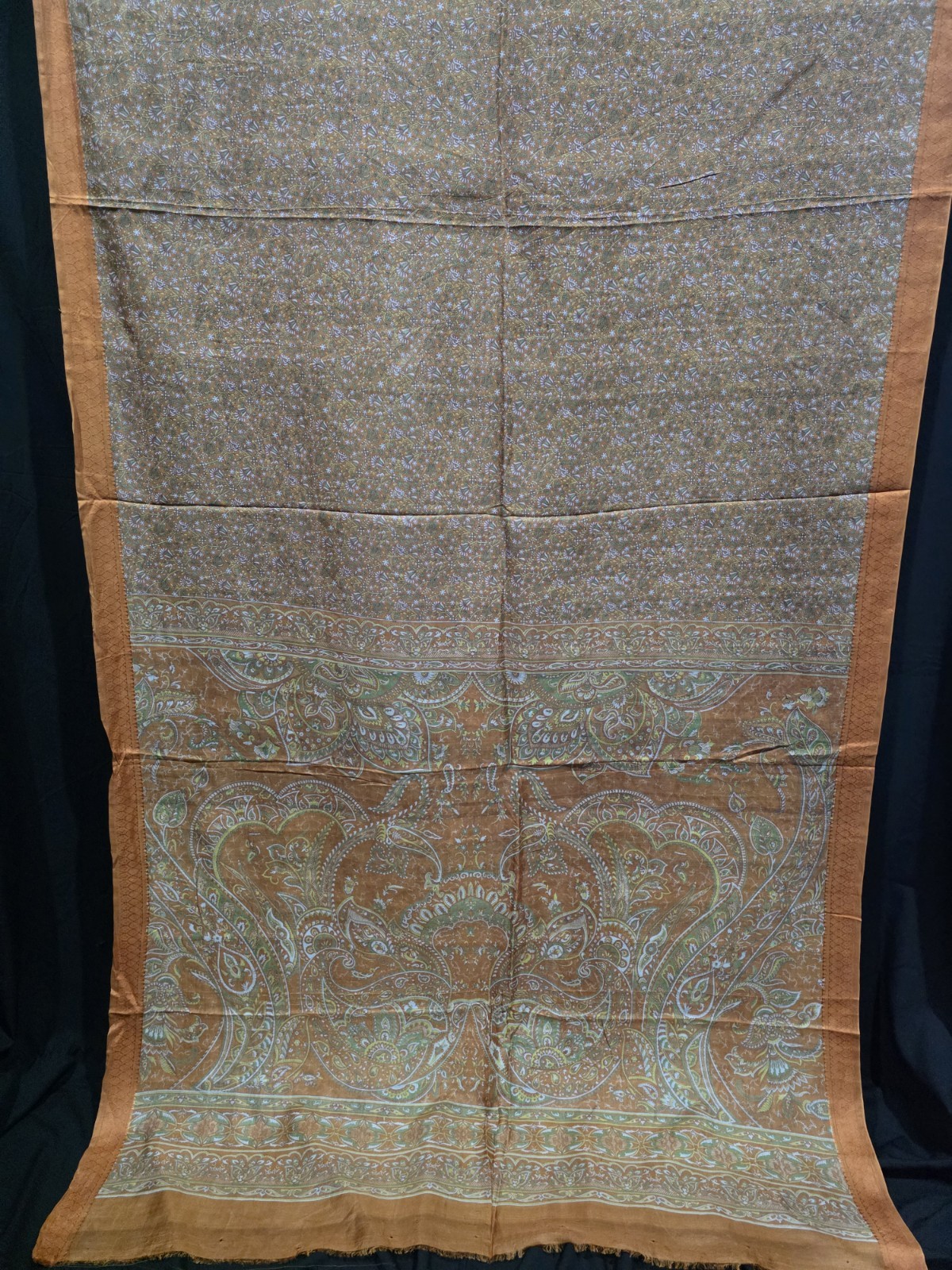 Vintage Silk Saree, 100% Pure Silk Fabric, 5 Yards Ethnic Indian Printed Sari