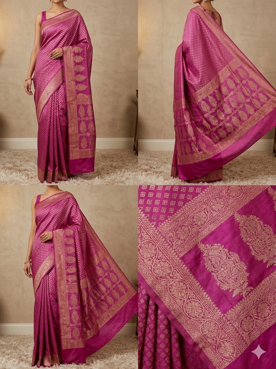 Women Pure Katan Benarasi Designer Handwoven Bridal Party Festive Party