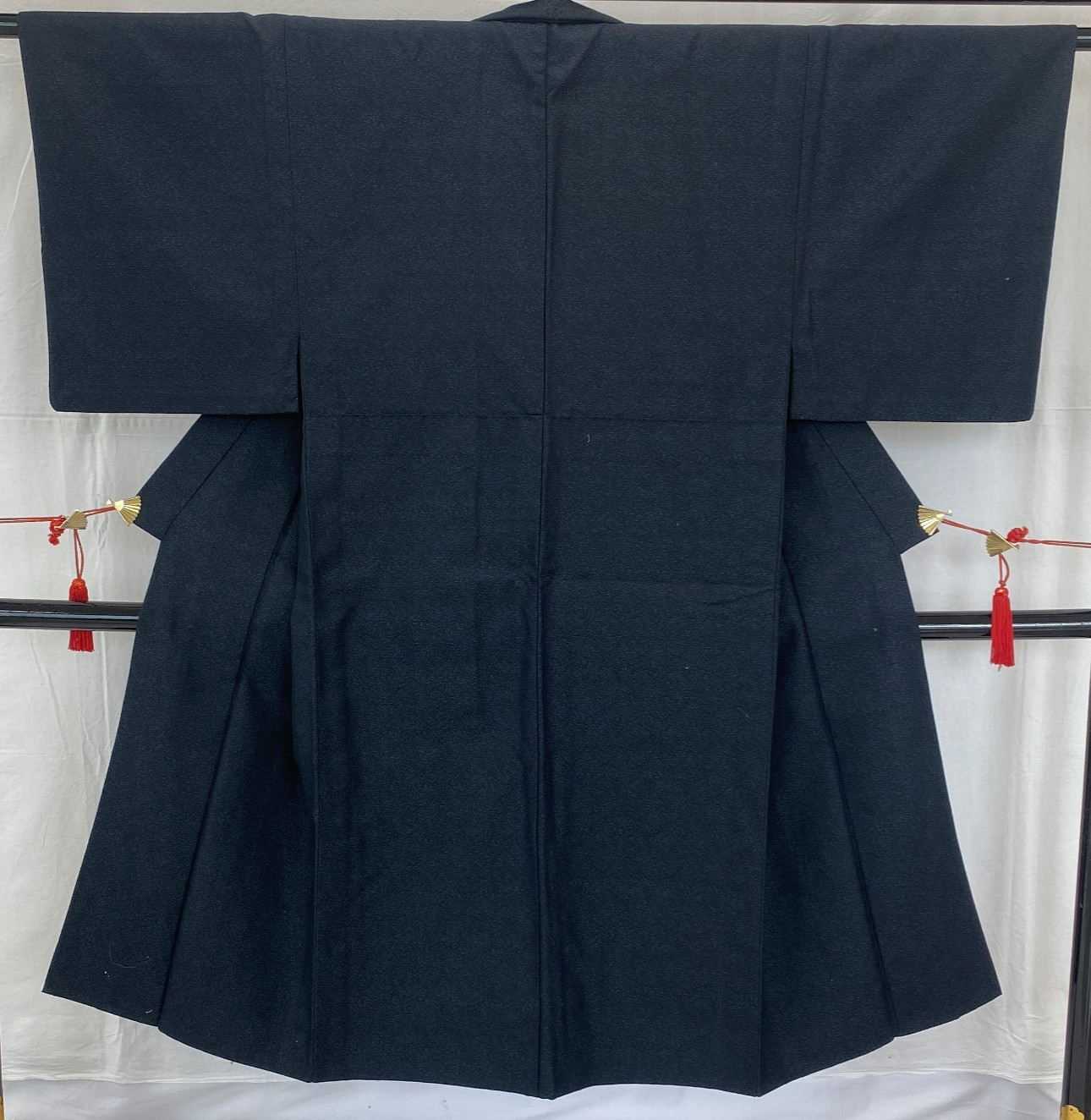 Japanese Vintage Kimono Silk Navy No Lining Traditional Authentic Length 53 in
