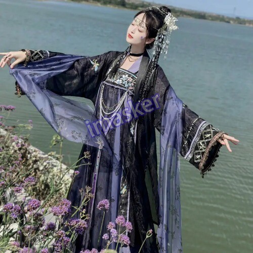 Traditional Women Tang Dynasty Embroidery Hanfu Dress Elegant Ancient Lady
