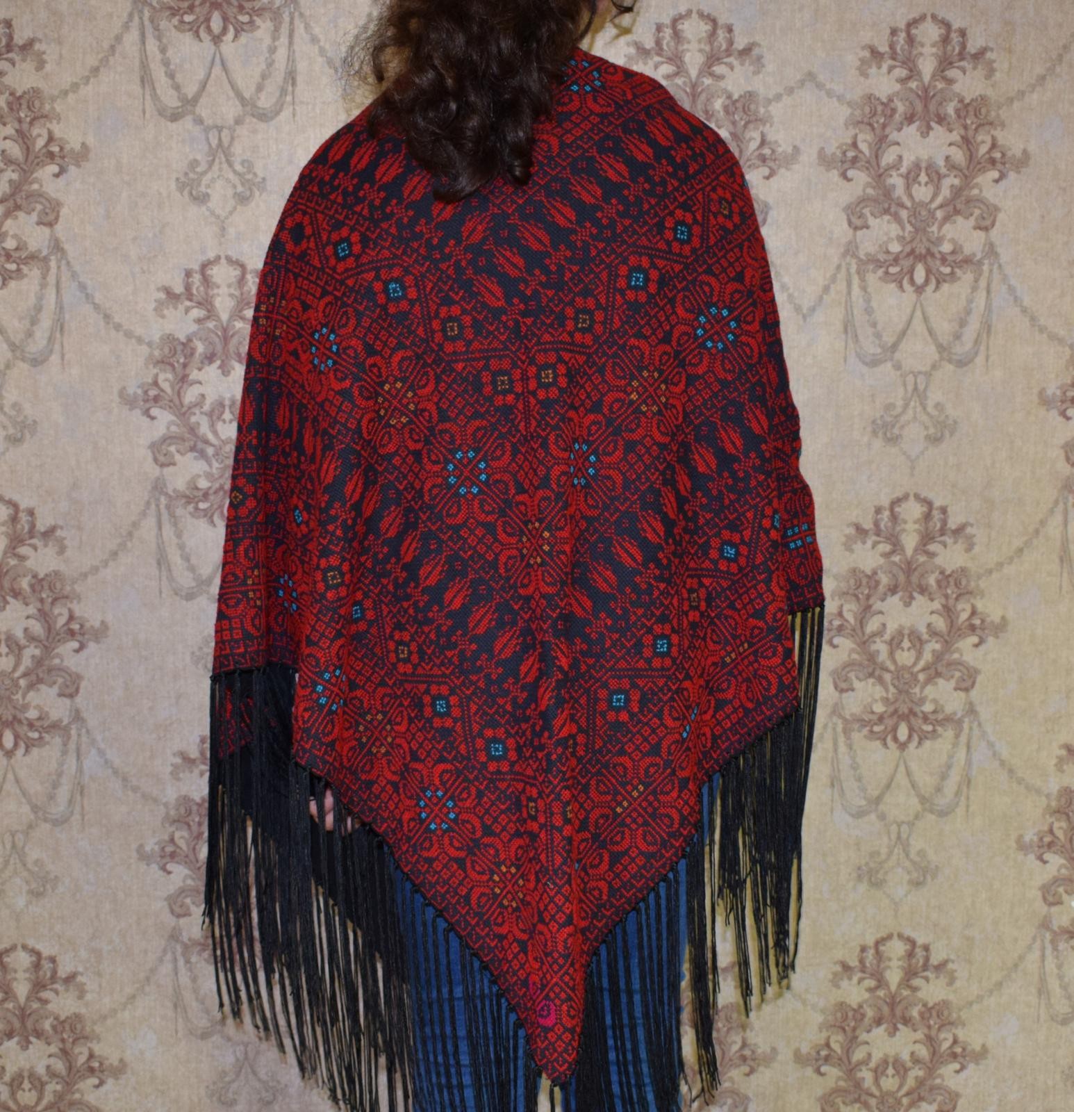 Palestinian Bedouin Embroidered Shawl Scarf – Handmade Tatreez Wrap