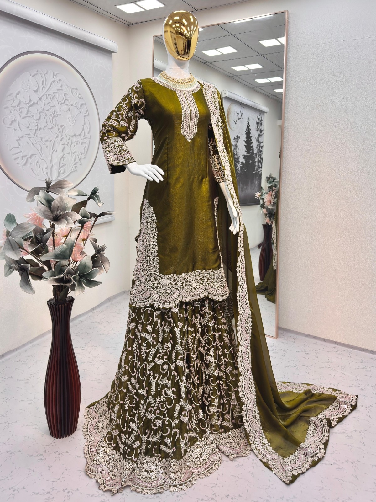 SHARARA PLAZOO SUIT PARTY WEAR PAKISTANI WEDDING SALWAR KAMEEZ PALAZOO SUIT