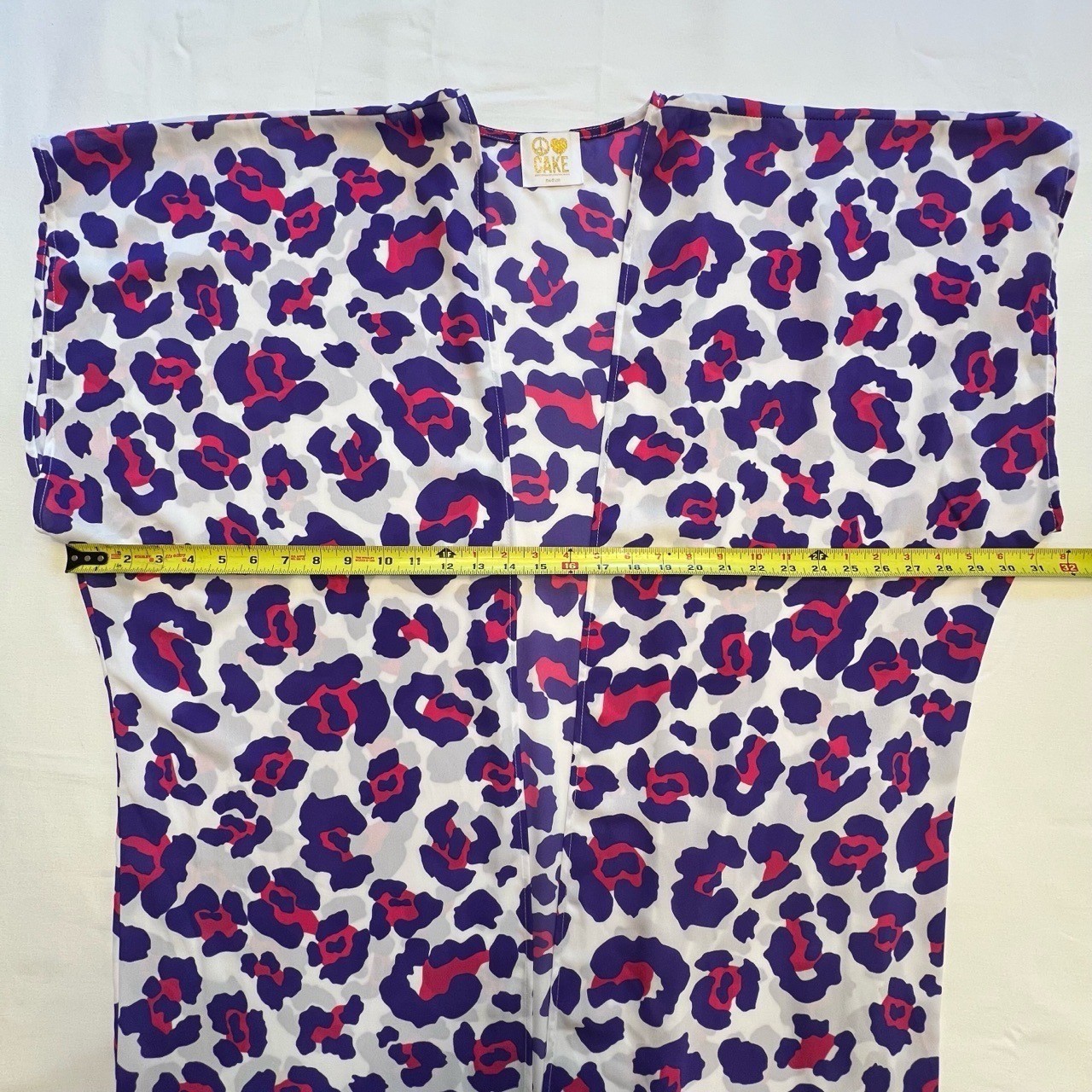 Peace Love Cake Leopard Print Purple Magenta Open Front Kimono Coverup Size M
